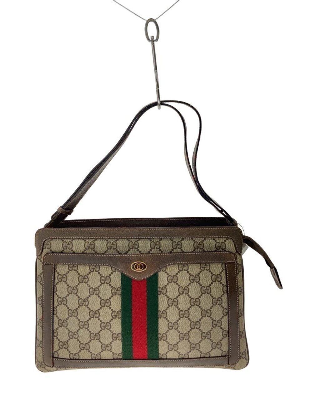 Gucci shoulder bag beige GG Supreme canvas Web Brown